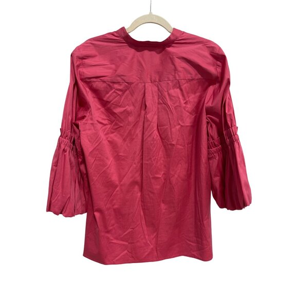 Chicos Popover Blouse Size 12 V Neck Ruffle Sleeve Pink Feminine Career Business - Picture 3 of 8